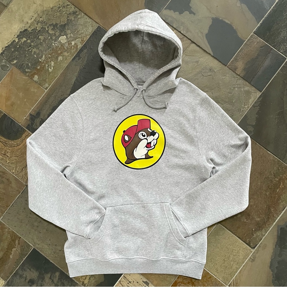 Buc-ee’s•LIKE NEW•Unisex Size M•Grey Logo Hoodie•Tag Removed~Freshly Laundered•🌼